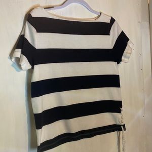 CHAPS Women Soft Striped Tie Side Tee in Sz M -